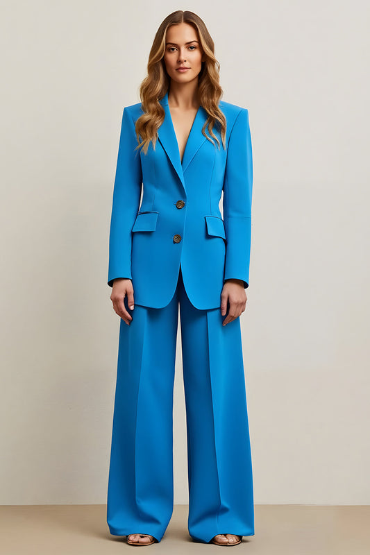 Blue Single Breasted 2 Piece Business Suits