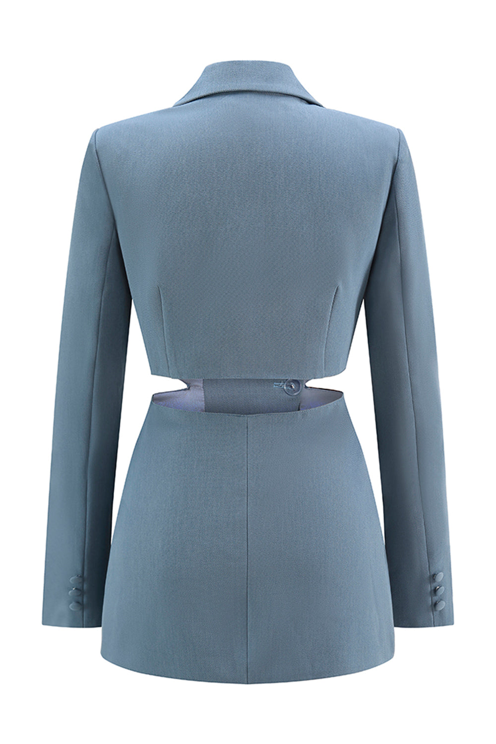 Grey Blue Notched Lapel 2 Pieces Cut Out Prom Suits