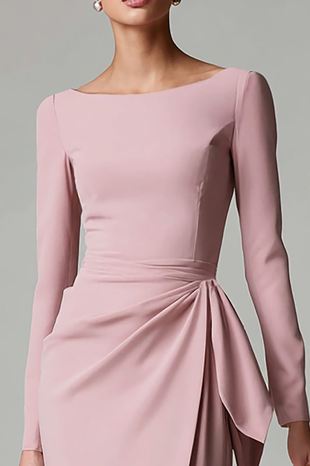 Pink Sheath Boat Neck Midi Work Dress
