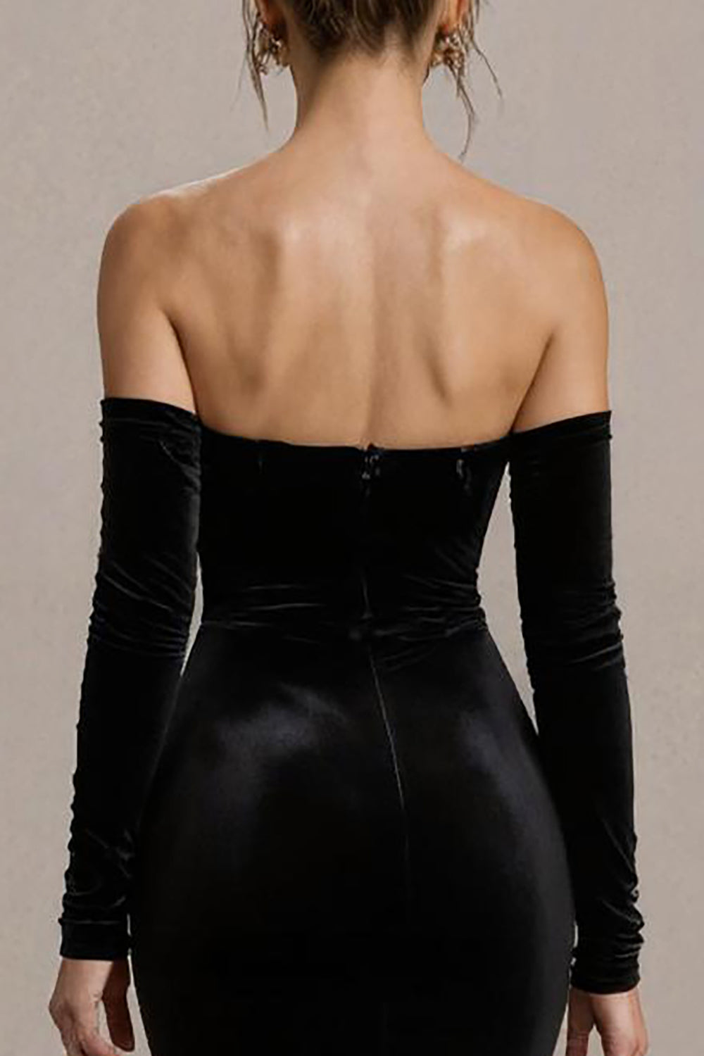 Black Velvet Strapless Mermaid Long Formal Dress with Slit