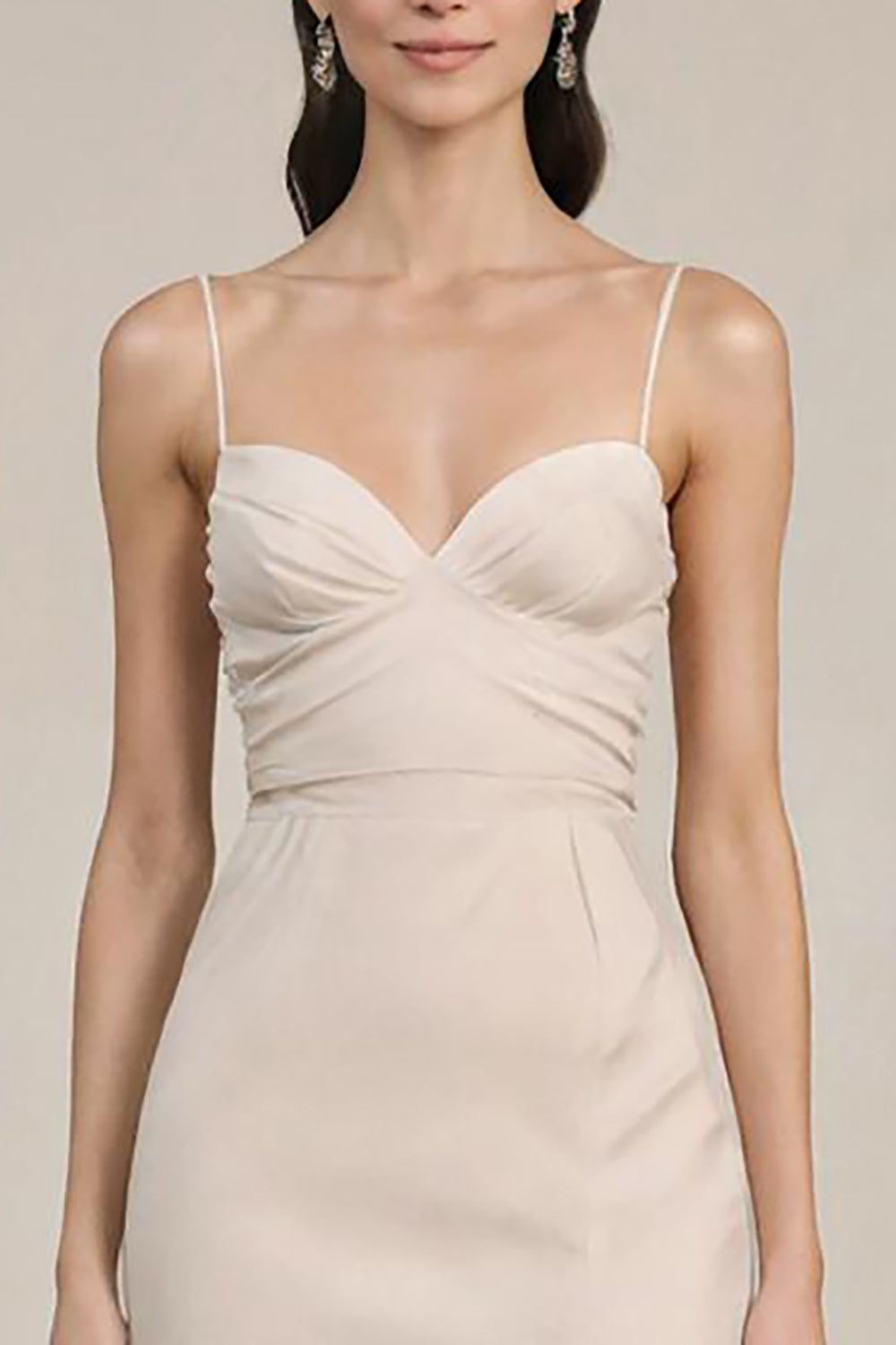 Ivory Sheath Spaghetti Straps Long Formal Dress with Slit