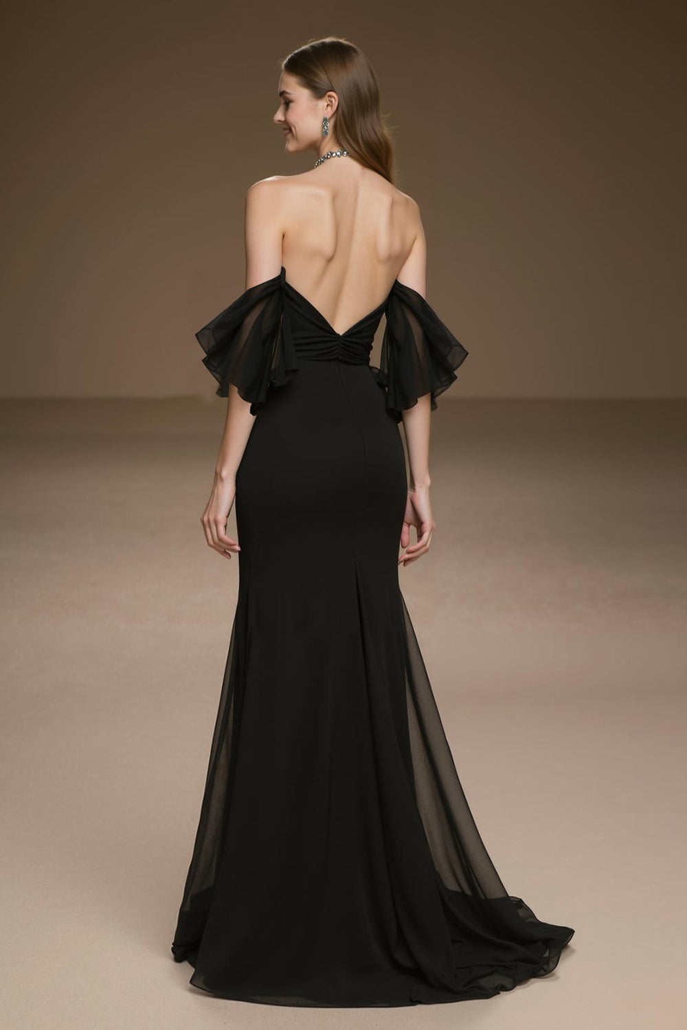 Off The Shoulder Black Mermaid Ruffled Pageant Dress