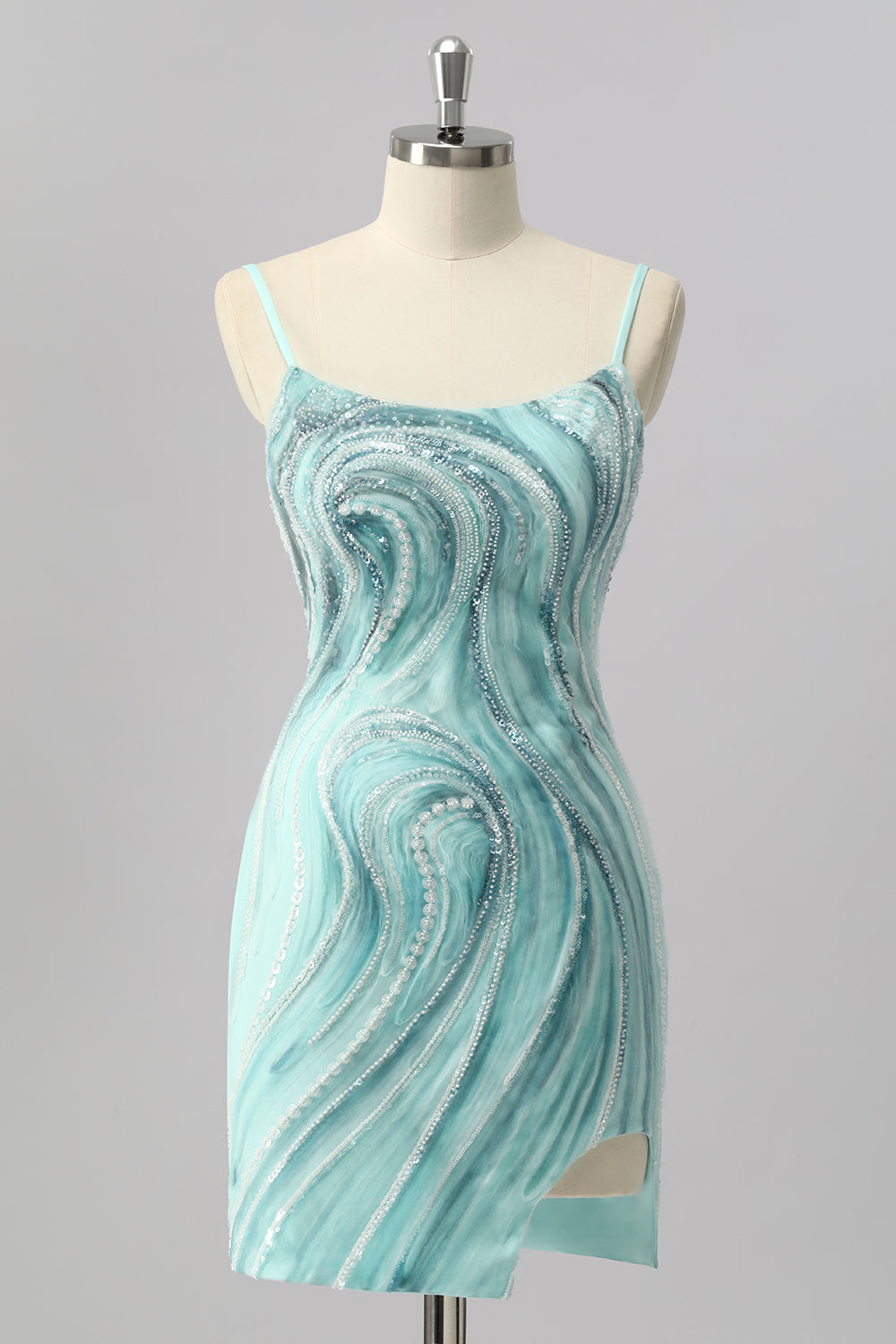 Green Bodycon Sequin Mini Homecoming Dress with Beading