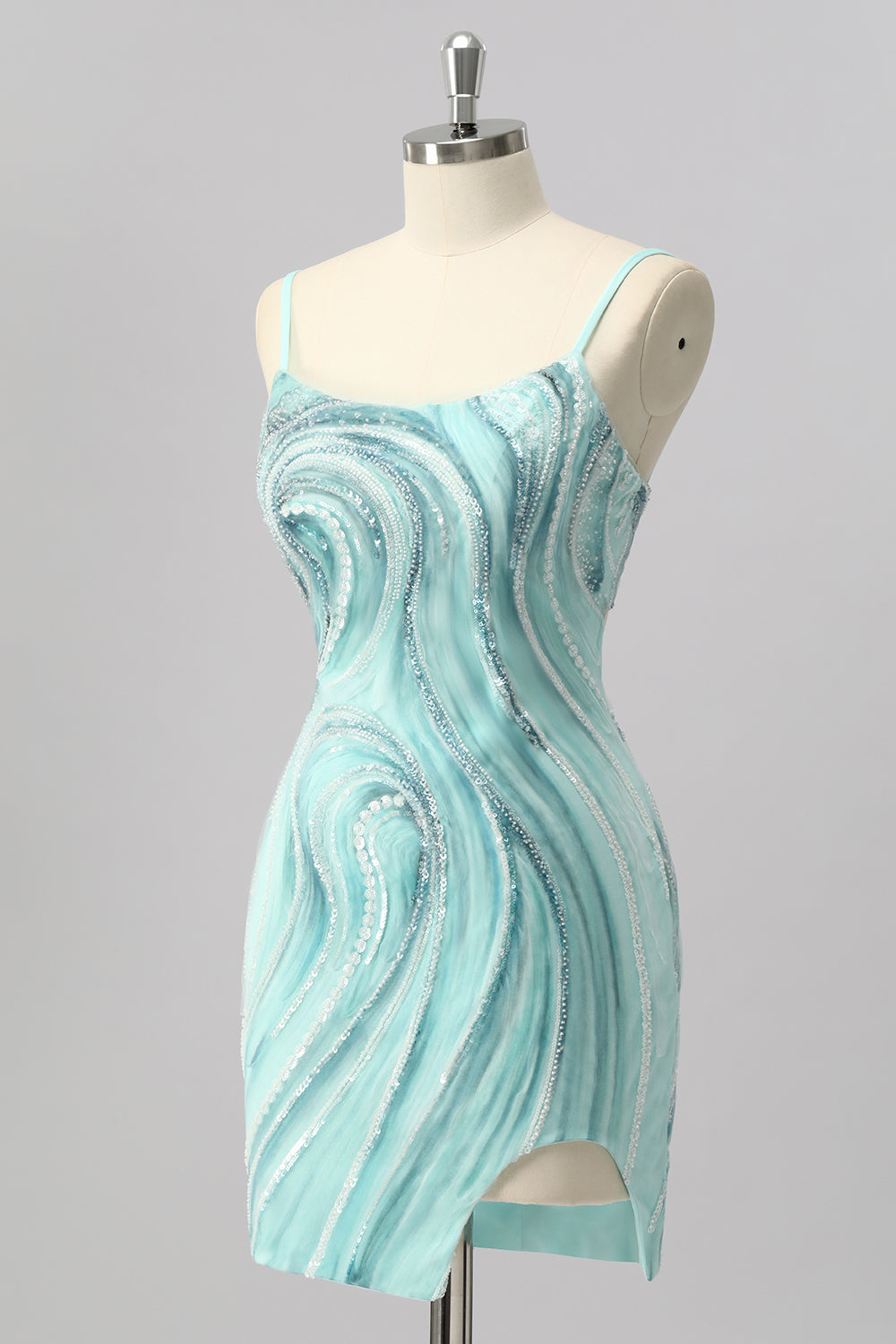 Green Bodycon Sequin Mini Homecoming Dress with Beading