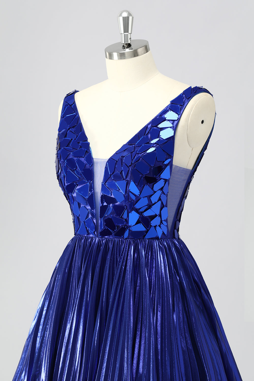 Golden Mirror Metallic A Line Short Homecoming Dress