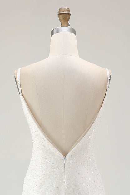 Bodycon Sequins White Short Graduation Dress