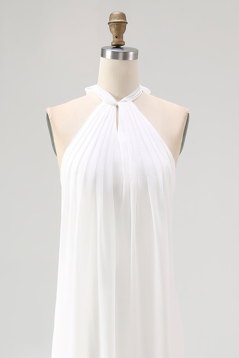 Sheath Halter Chiffon White Long Boho Beach Dress