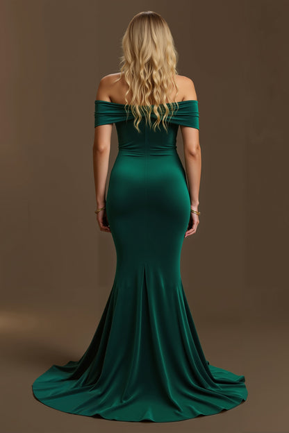 Dark Green Mermaid Off The Shoulder Long Holiday Dress