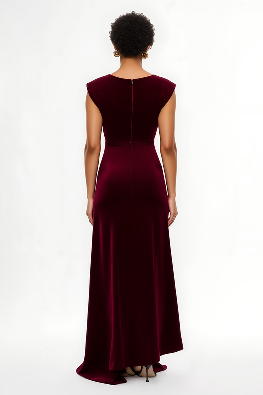 Burgundy Sheath Bateau Neck Long Holiday Dress