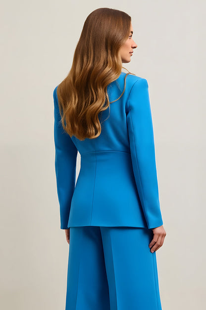 Blue Single Breasted 2 Piece Business Suits