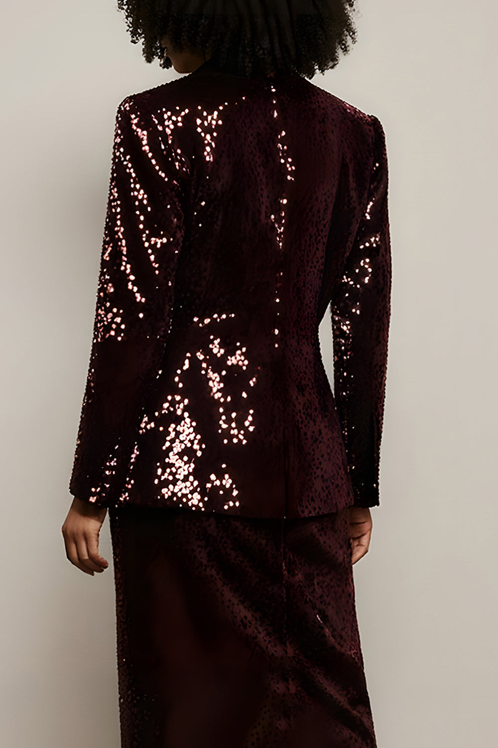 Sparkly Burgundy Sequins Women Suits with Sleeve