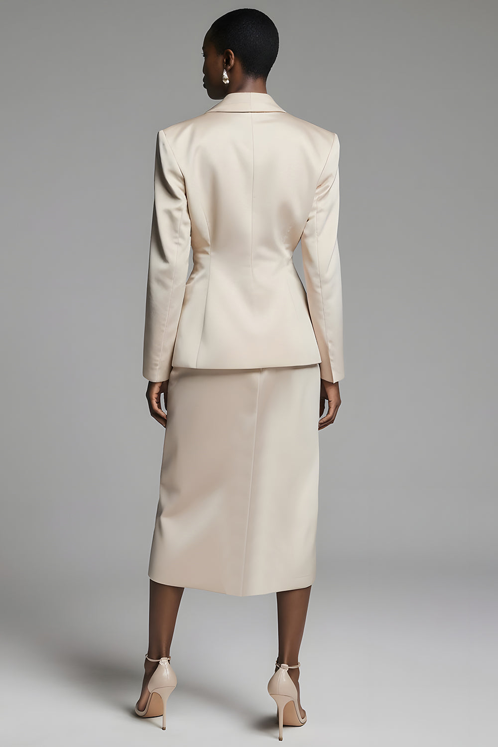 Peak Lapel Sheath Champagne One Button Women Suits with Slit