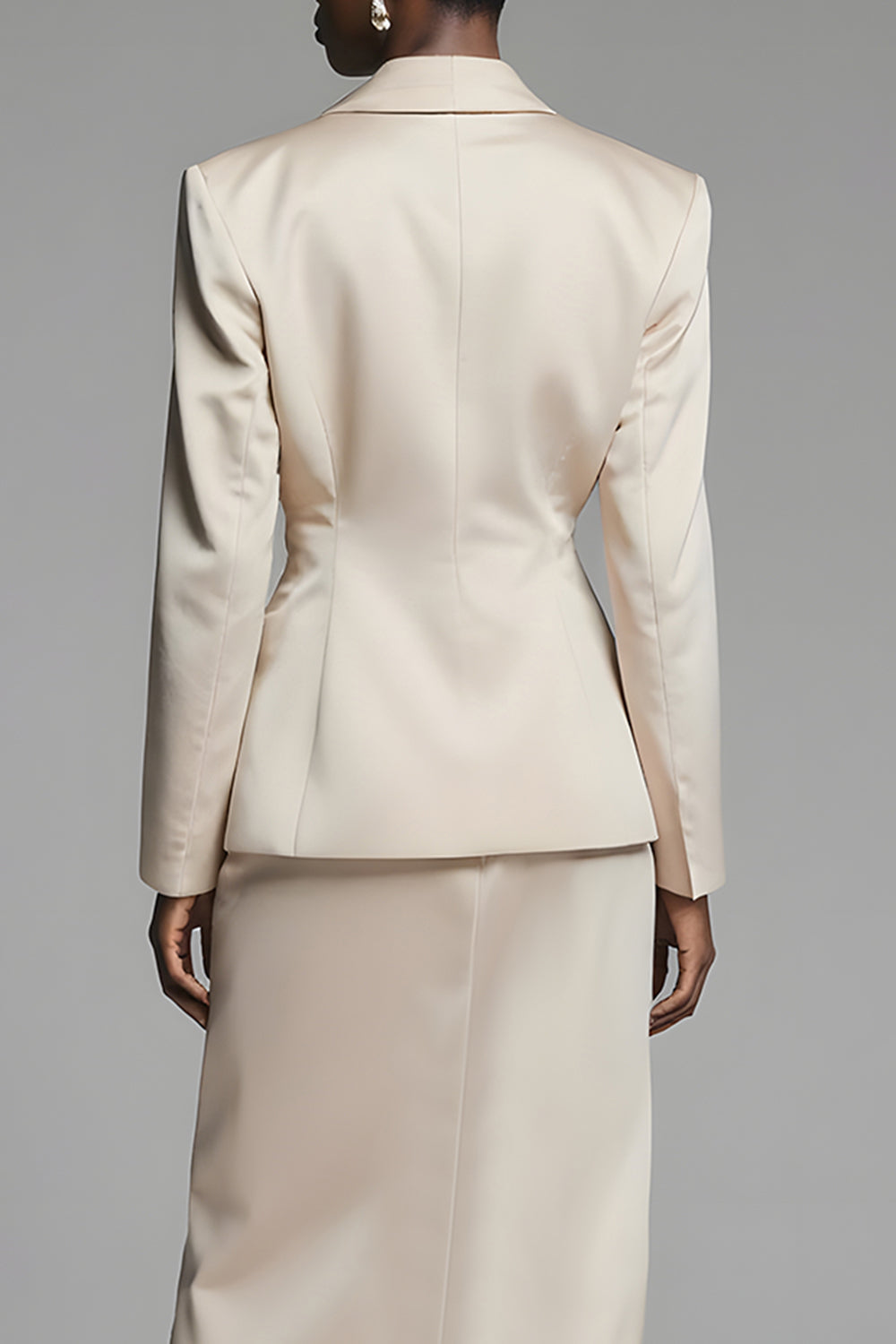 Peak Lapel Sheath Champagne One Button Women Suits with Slit