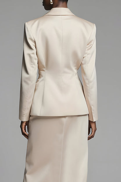 Peak Lapel Sheath Champagne One Button Women Suits with Slit
