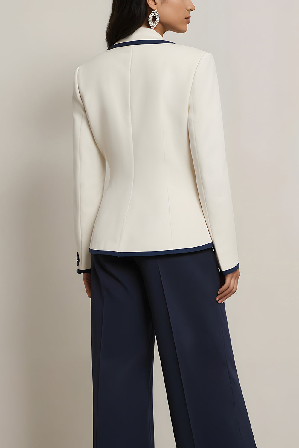 White Blue Peak Lapel One Button 2 Piece Women Suits