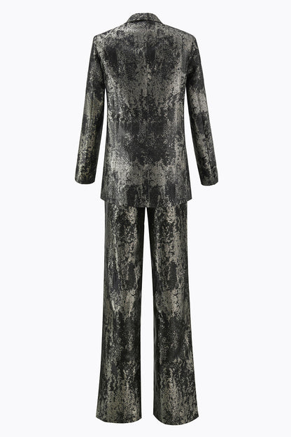 Black and Gold 2 Piece Peak Lapel Double Breasted Women's Prom Suit