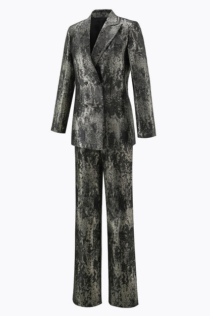 Black and Gold 2 Piece Peak Lapel Double Breasted Women's Prom Suit