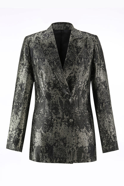 Black and Gold 2 Piece Peak Lapel Double Breasted Women's Prom Suit