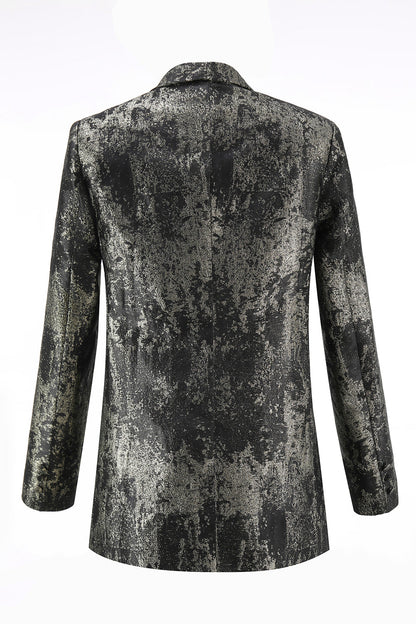 Black and Gold 2 Piece Peak Lapel Double Breasted Women's Prom Suit