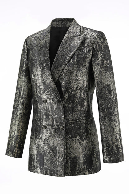 Black and Gold 2 Piece Peak Lapel Double Breasted Women's Prom Suit