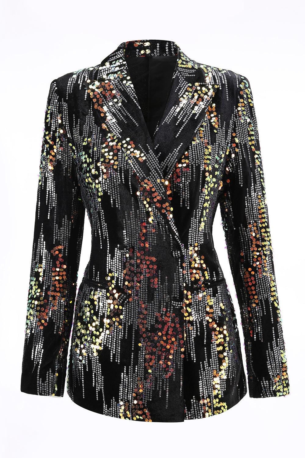 Sparkly Black Peak Lapel 2 Piece Women's Prom Suit