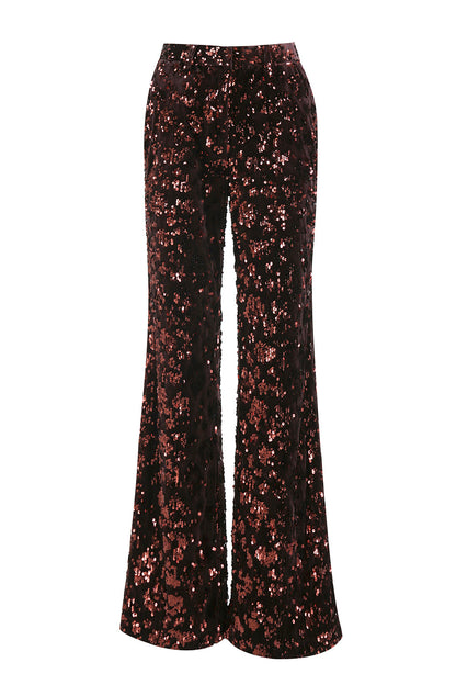 Coffee 2 Piece Peak Lapel Sequin Women's Prom Suit with Belt