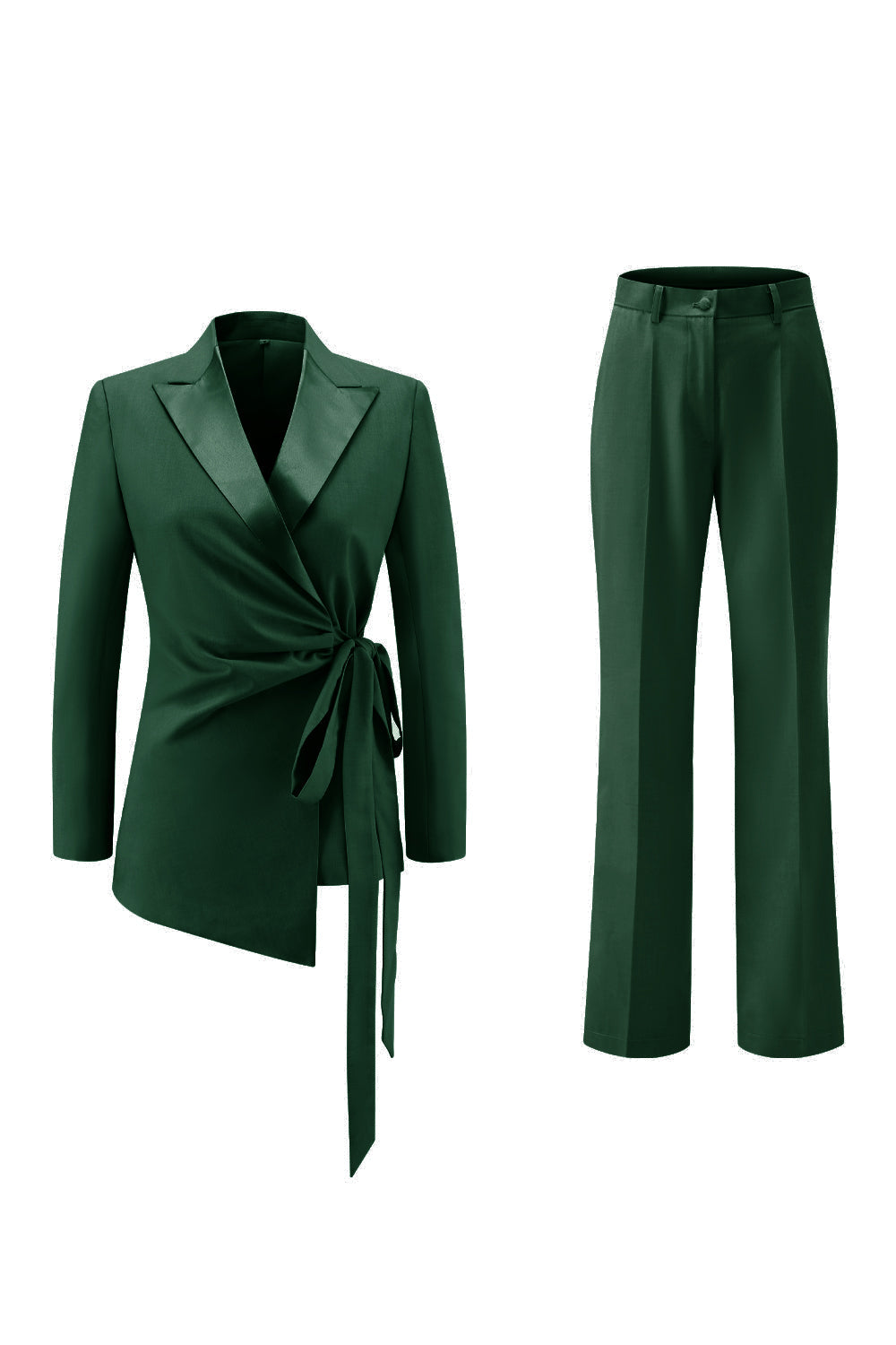 Lilac Peak Lapel Ruched Women Suits with Sash