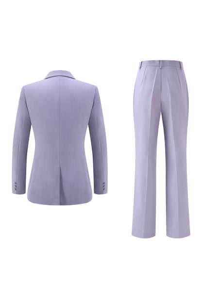 Lilac Peak Lapel Ruched Women Suits with Sash
