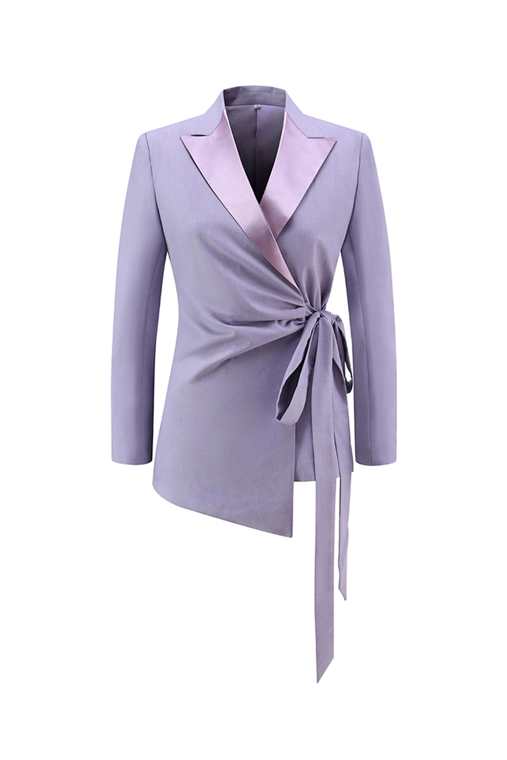 Lilac Peak Lapel Ruched Women Suits with Sash