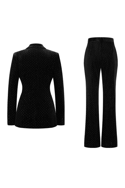 Dark Green Beaded Peaked lapel 2 Pieces Prom Suits