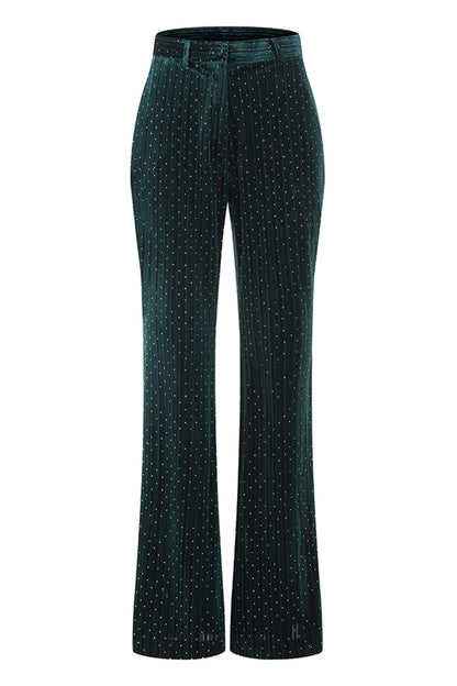 Dark Green Beaded Peaked lapel 2 Pieces Prom Suits