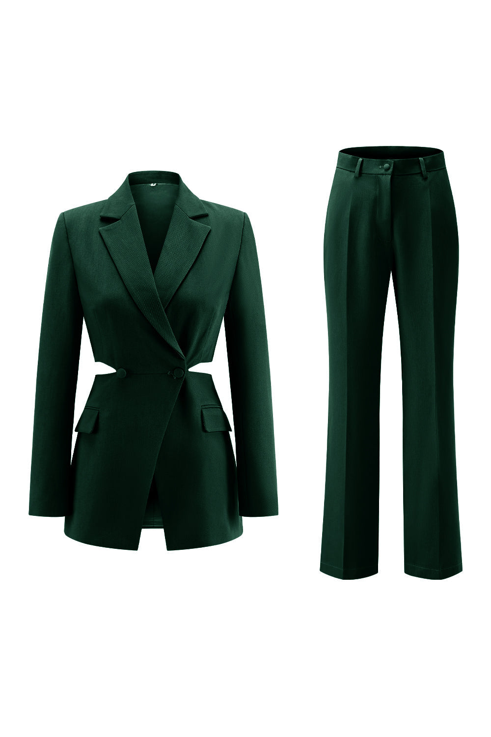 Grey Blue Notched Lapel 2 Pieces Cut Out Prom Suits