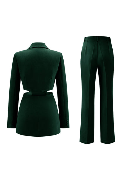 Grey Blue Notched Lapel 2 Pieces Cut Out Prom Suits