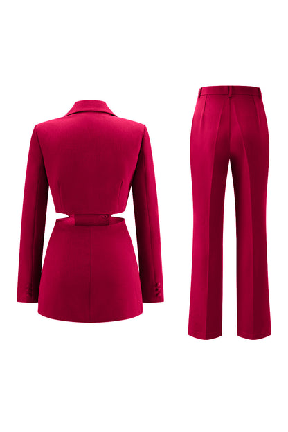 Grey Blue Notched Lapel 2 Pieces Cut Out Prom Suits