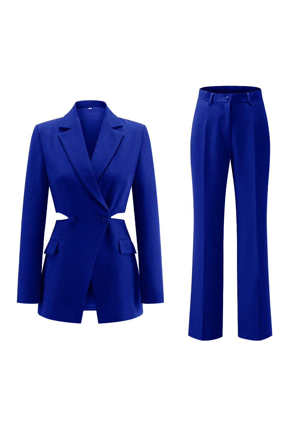 Grey Blue Notched Lapel 2 Pieces Cut Out Prom Suits