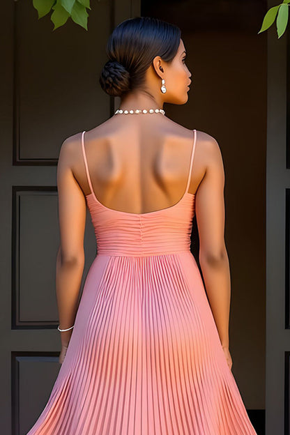 Sunset A-Line Chiffon Pleated Long Bridesmaid Dress