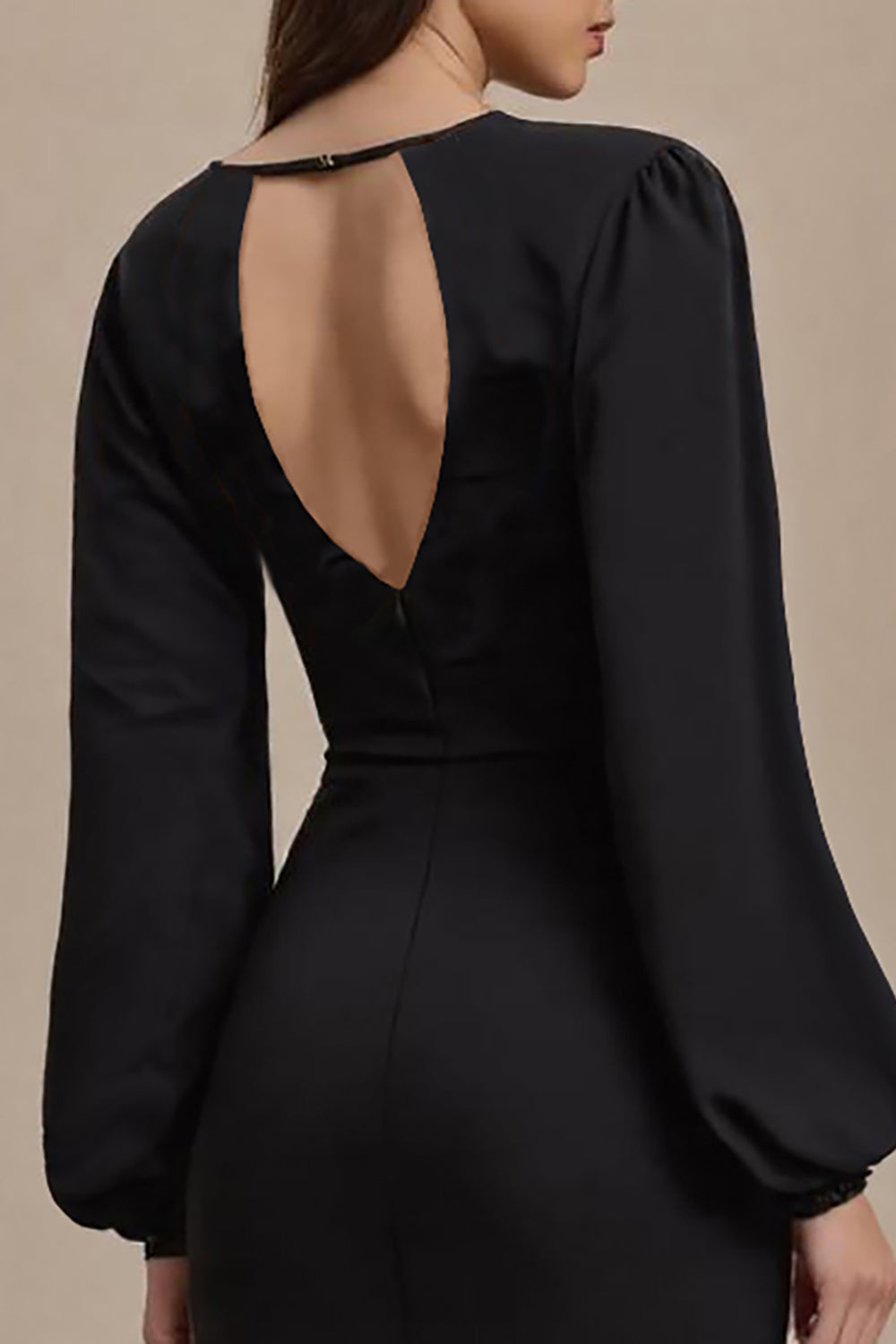 Black Sheath Maxi Work Dress with Open Back