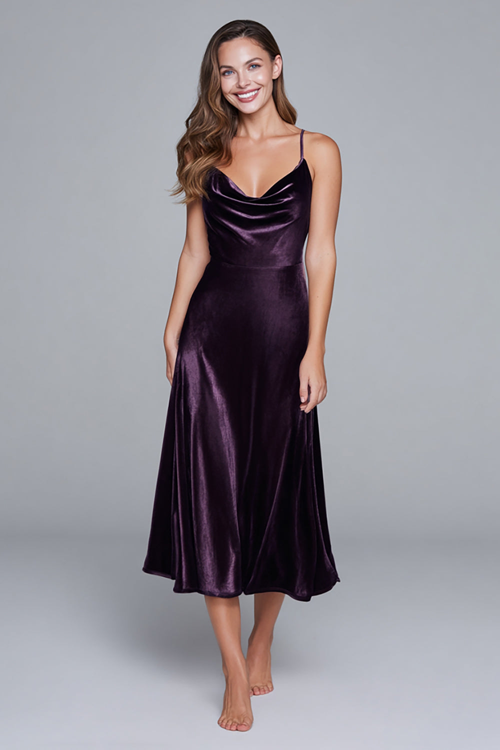 Black Spaghetti Straps A Line Velvet Formal Dress