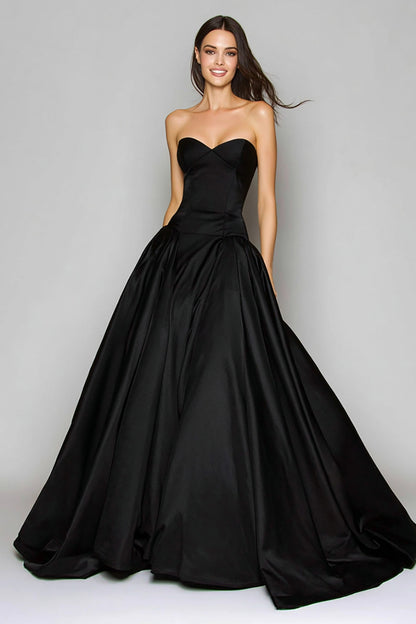 Black Sweetheart A Line Long Formal Dress
