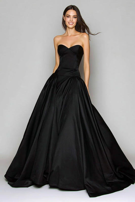Black Sweetheart A Line Long Formal Dress