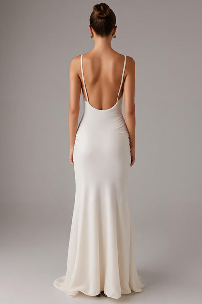 Elegant Mermaid Ivory Spaghetti Straps Evening Dress