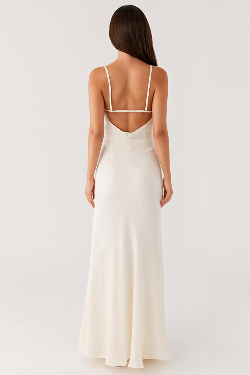 Sheath Ivory Spaghetti Straps Long Evening Dress