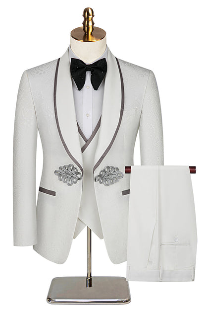 Jacquard Black Shawl Lapel 3 Pieces Prom Suits