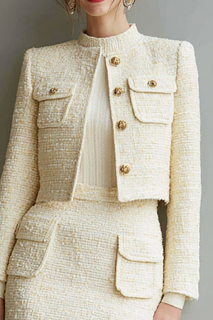 Ivory Bodycon 2-Piece Long Sleeve Work Dress