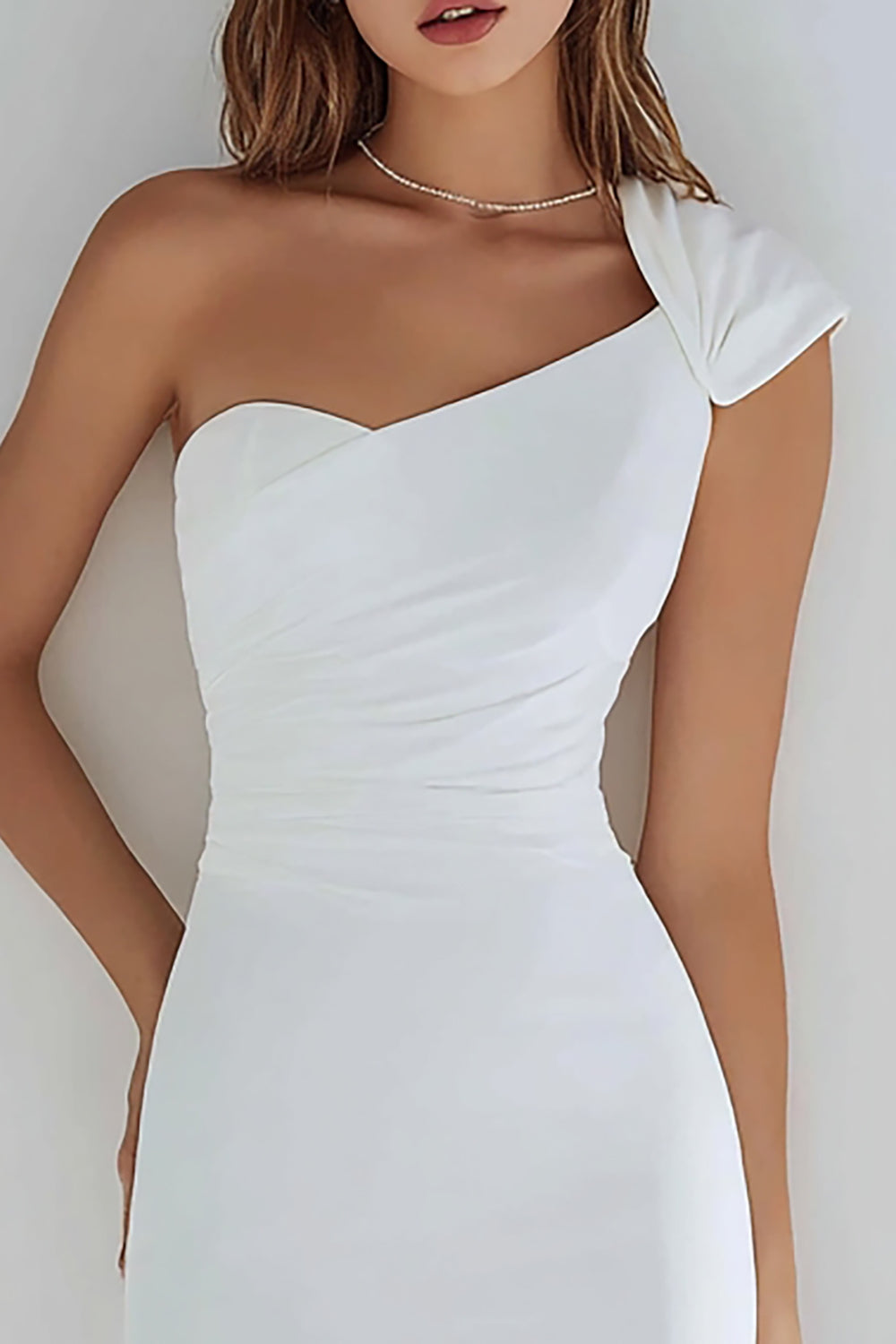 Simple One Shoulder Bodycon Little White Dress