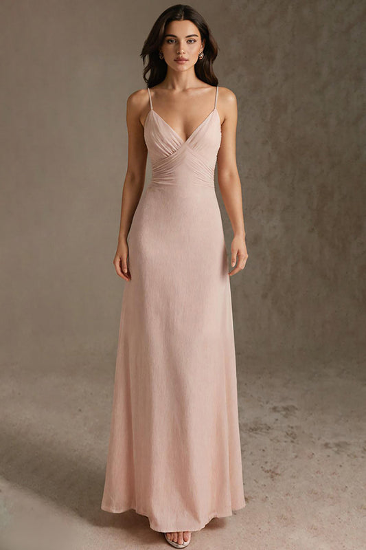 Pink Spaghetti Straps Sheath Formal Dress