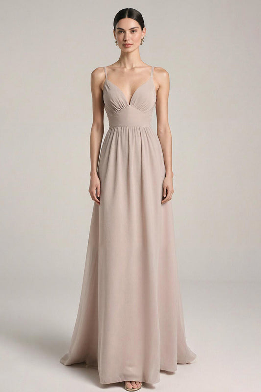 Light Pink Satin Sheath Spaghetti Straps Long Prom Dress