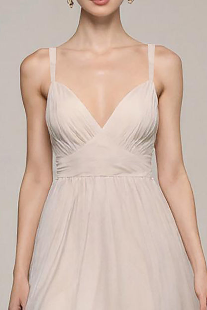 Ivory A Line V-Neck Long Formal Dress with Slit