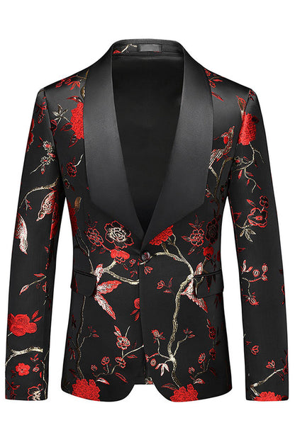 Purple Shawl Lapel Jacquard 3 Piece Men's Prom Suits