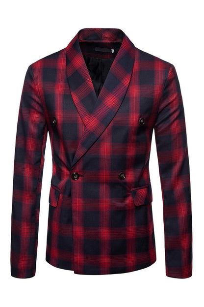 Navy Shawl Lapel Striped Men's Prom Blazer